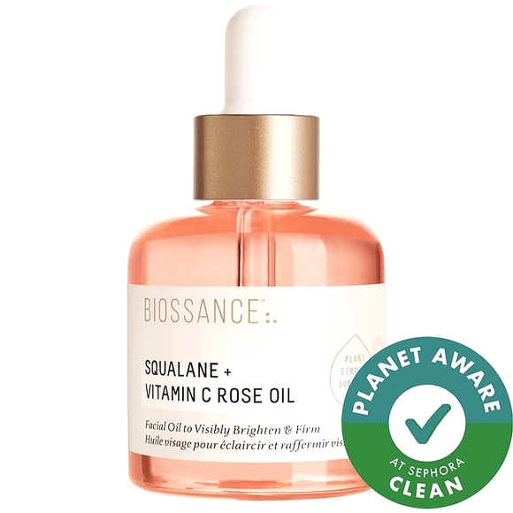 NWT Biossance Squalane + Vitamin C Rose Brightening & Firming Face Oil